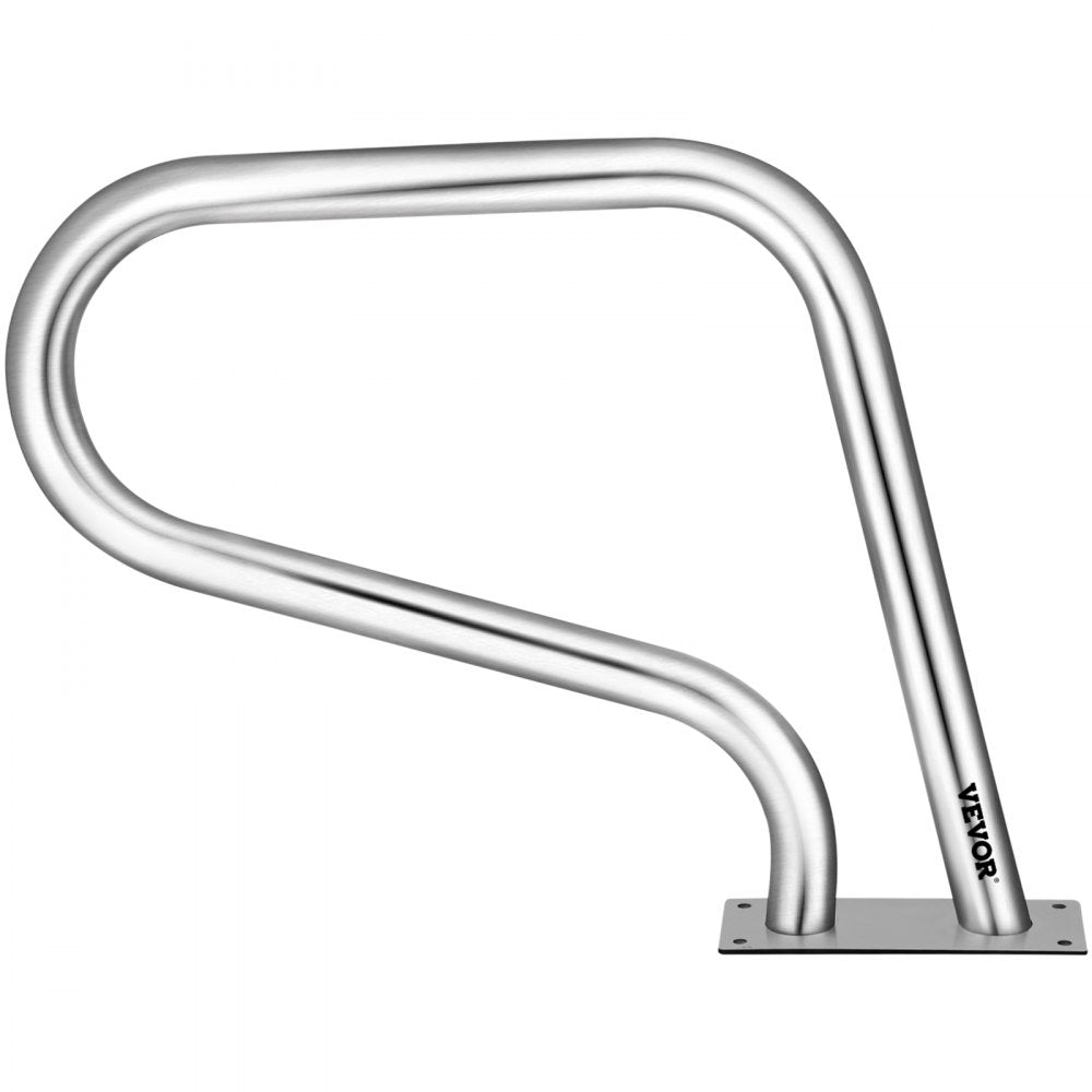 VEVOR Pool Rail 32x23 Pool Railing 304 Stainless Steel 250LBS Load Capacity Silver Rustproof Pool Handrail Humanized Swimming Pool Handrail with Blue Grip Cover & M8 Drill Bit & Self-Taping Screws