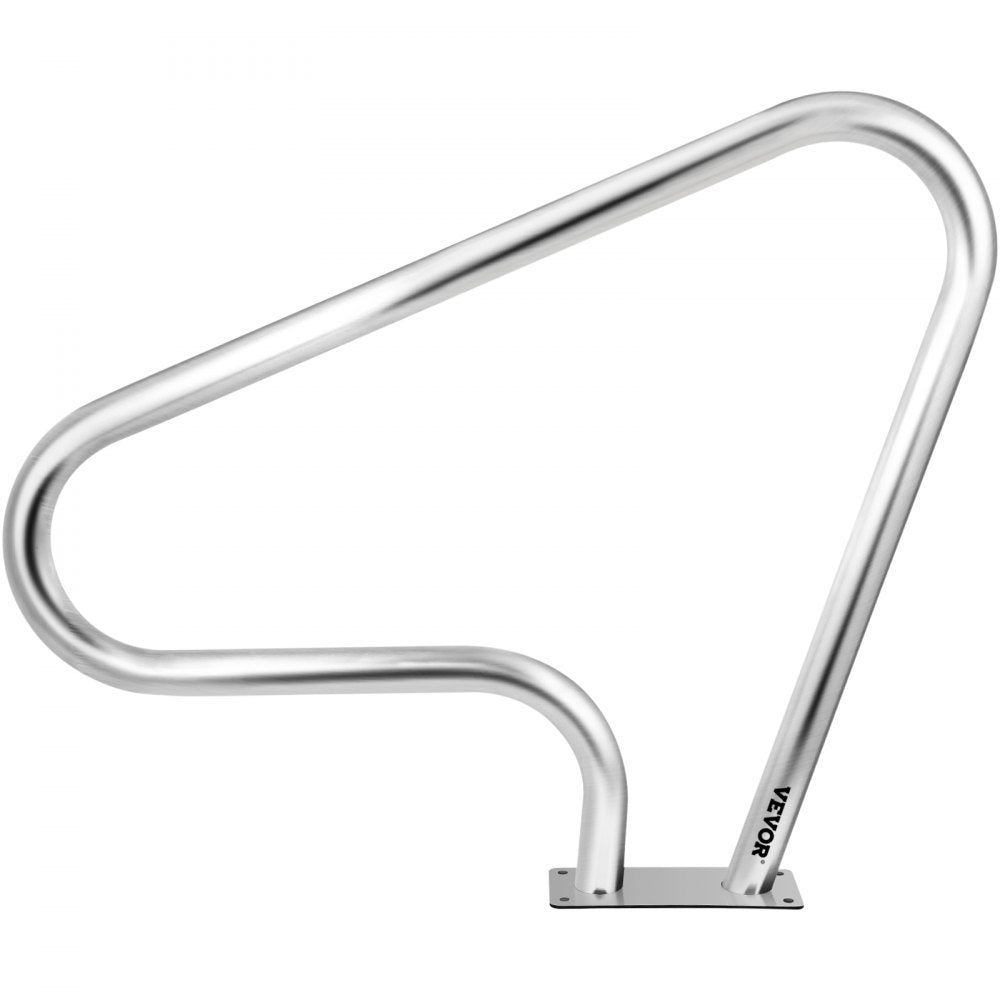 VEVOR Pool Rail 39x32 Pool Railing 304 Stainless Steel 250LBS Load Capacity Silver Rustproof Pool Handrail Humanized Swimming Pool Handrail with Blue Grip Cover & M8 Drill Bit & Self-Taping Screws