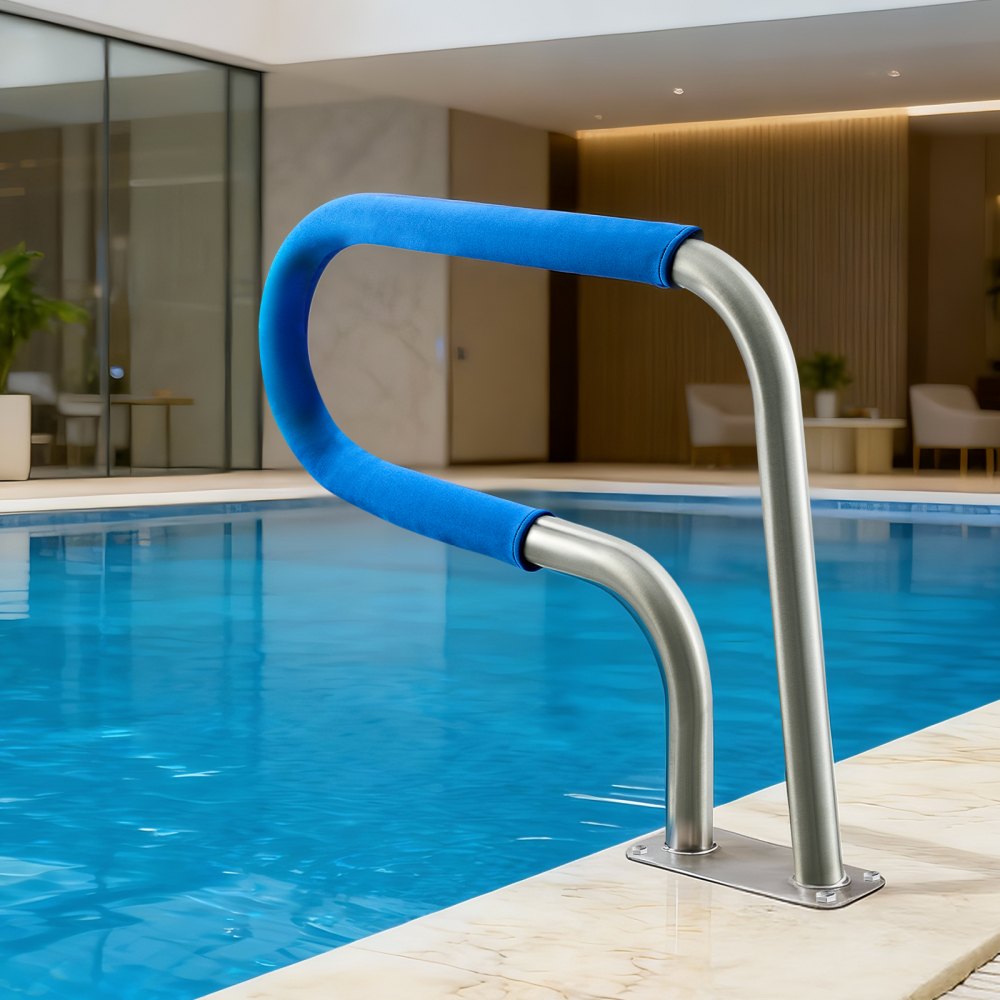 VEVOR Pool Rail, 31 x 22 inch Pool Handrail, 220 lbs Load Capacity Heavy Duty 304 Stainless Steel Swimming Handrail, Detachable Nonslip Sleeve, Rich Accessories, for Poolside, Water Parks， Spa Centers