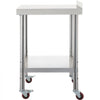 VEVOR Stainless Steel Prep Table, 30 x 24 x 35 Inch, 440lbs Load Capacity Heavy Duty Metal Worktable with Backsplash Adjustable Undershelf & 4 Casters, Commercial Workstation for Kitchen Restaurant