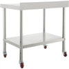 VEVOR Stainless Steel Prep Table, 30 x 24 x 35 Inch, 440lbs Load Capacity Heavy Duty Metal Worktable with Backsplash Adjustable Undershelf & 4 Casters, Commercial Workstation for Kitchen Restaurant