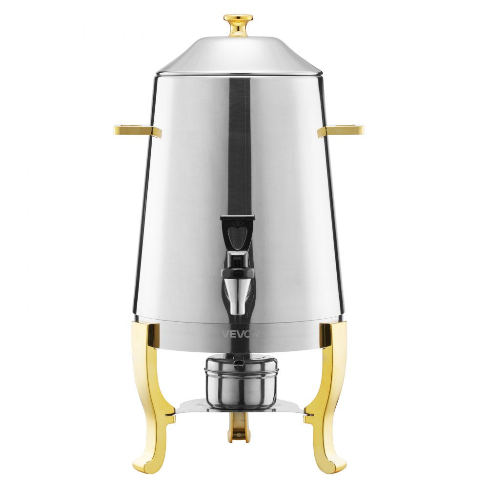 VEVOR Stainless Steel Beverage Dispenser, 3.4 Gallon Drink Dispenser  with Alcohol Burner, Hot & Cold Drink Dispensers with Spigot for Coffee Tea Hot Water, Ideal for Restaurants, Hotels, Parties