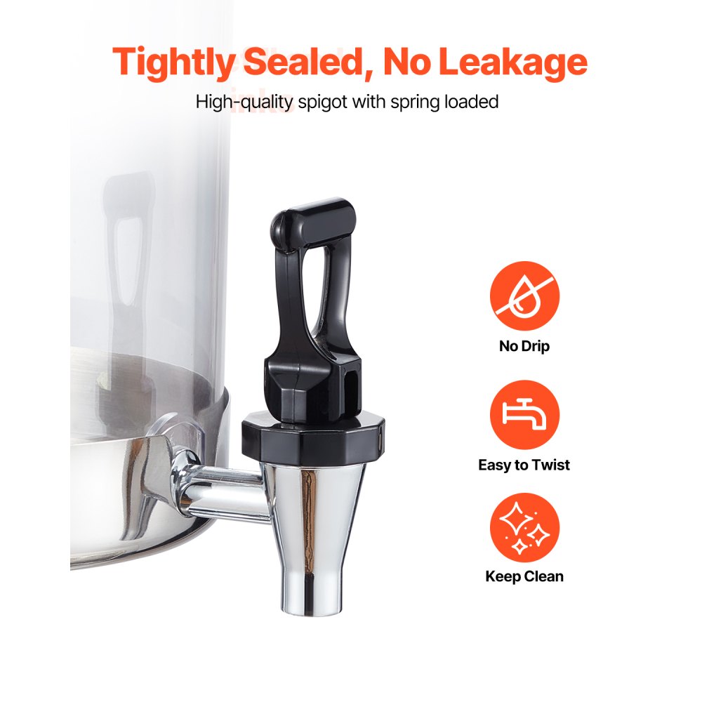 VEVOR Beverage Dispenser, 2.1 Gallon Drink Dispenser for Parties, Stainless Steel + Plastic Juice Dispensers with Spigot Ice Chamber Tray, Iced Tea Lemonade Juice Dispensers, for Restaurants, Hotels