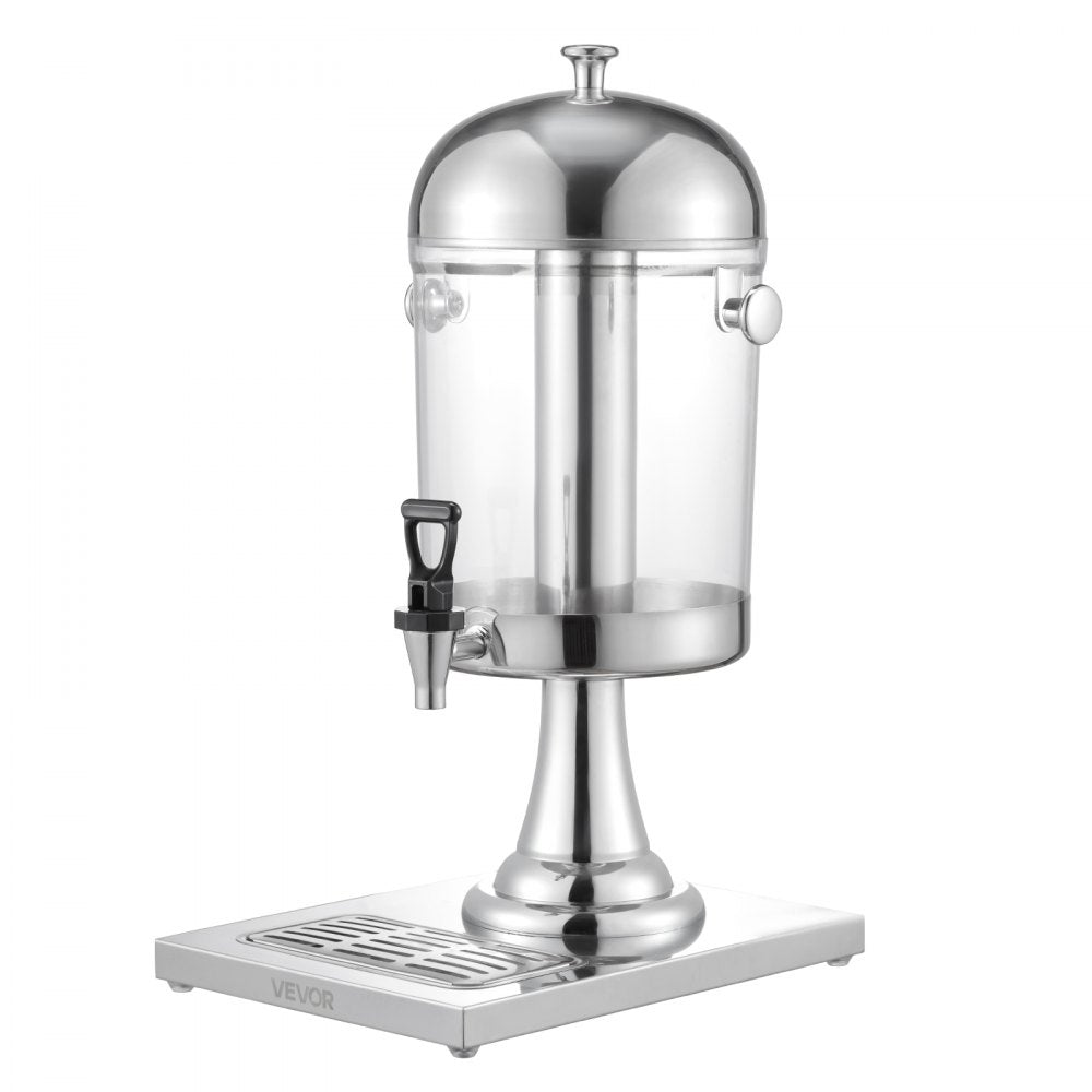 VEVOR Beverage Dispenser, 2.1 Gallon Drink Dispenser for Parties, Stainless Steel + Plastic Juice Dispensers with Spigot Ice Chamber Tray, Iced Tea Lemonade Juice Dispensers, for Restaurants, Hotels