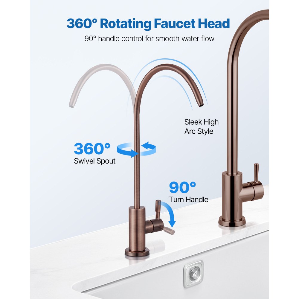 VEVOR Ro Water Faucet, Lead-Free Stainless Steel Faucet, Drinking Water Faucets with Solid Brass Valve, Anti-Rust & Durability Drinking Water Faucets For Kitchen, Bar Counter, Cafe, Antique Bronze