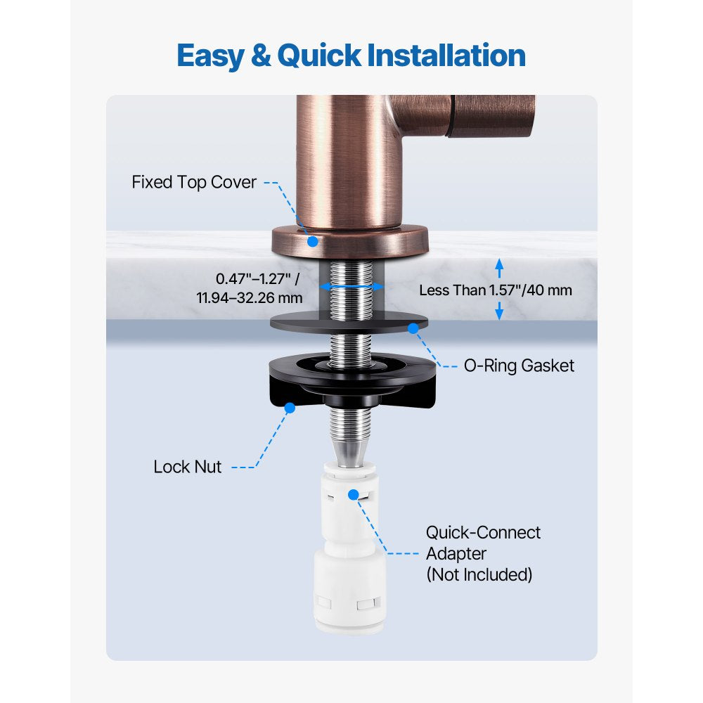 VEVOR Ro Water Faucet, Lead-Free Stainless Steel Faucet, Drinking Water Faucets with Solid Brass Valve, Anti-Rust & Durability Drinking Water Faucets For Kitchen, Bar Counter, Cafe, Antique Bronze