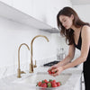 VEVOR Stainless Steel Faucet, Lead-Free Water Purifier Faucet, Filter Water Faucets With Solid Brass Valve, Anti-Rust & Durability Ro Water Faucets For Kitchen, Bar Counter, Cafe Shop, Brushed Gold