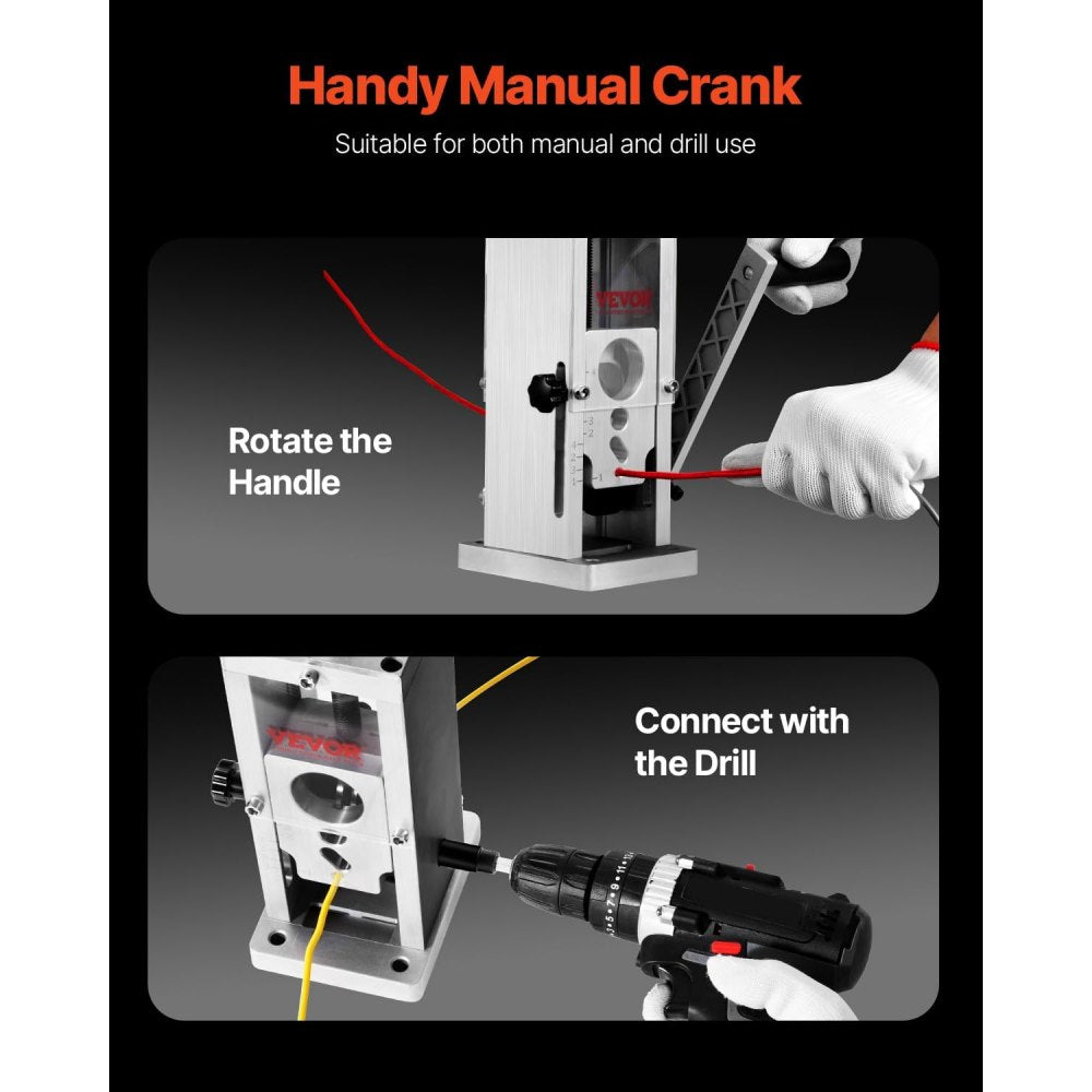 VEVOR Hand-Operated Wire Stripper, 0.06''-1.5'' Cable Removal Tool, Drill Attachment Option, Clear Depth Gauge, Lightweight Aluminum Build for Efficient Copper Scrap Processing