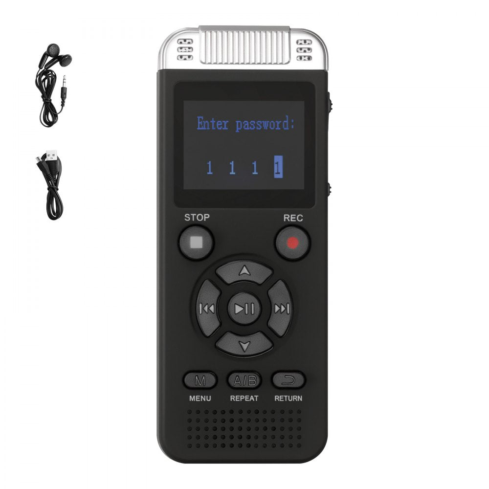 VEVOR Digital Voice Recorder, 128GB, Voice Activated Recorder with Playback, Audio Recording Device with Password USB, 8730 Hours of Storage 40 Hours of Continuous Recording, for Lectures, Meetings