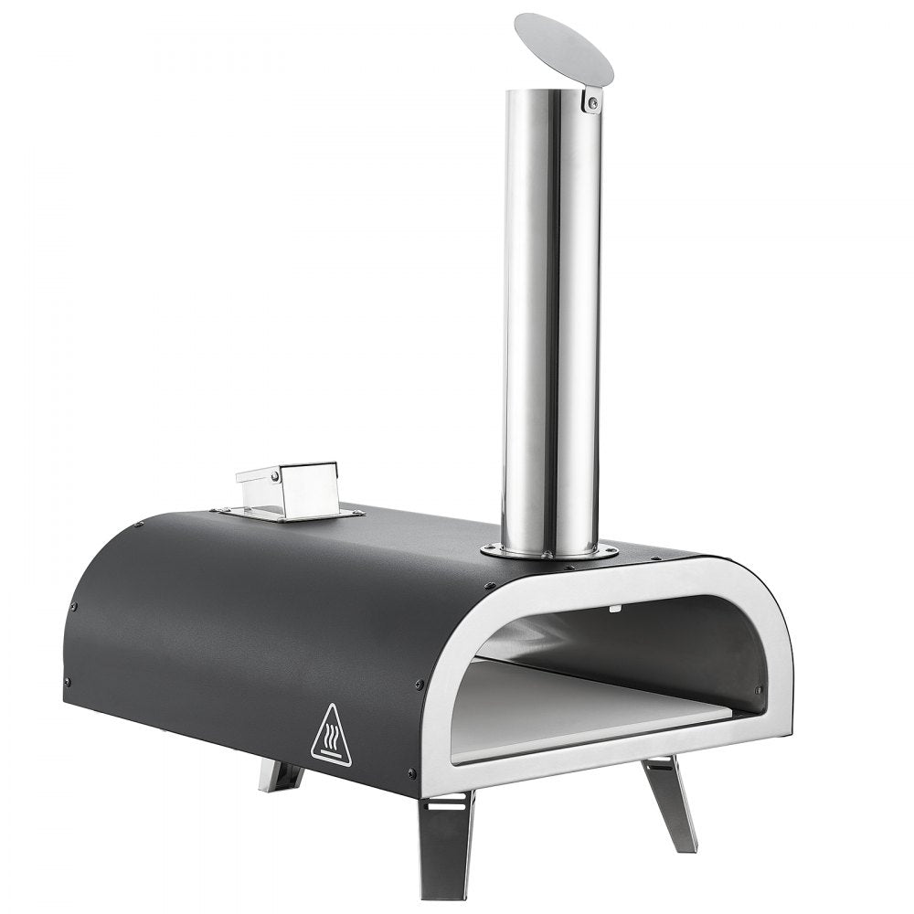 VEVOR Outdoor Pizza Oven, 12 Inch Wood Fired Pizza Ovens, Pellet Pizza-Stove with Thermometer, Portable Pizza-Maker for Outside Backyard Patio Camping, Pizza-Stone, Carry Bag, Shovel, Black