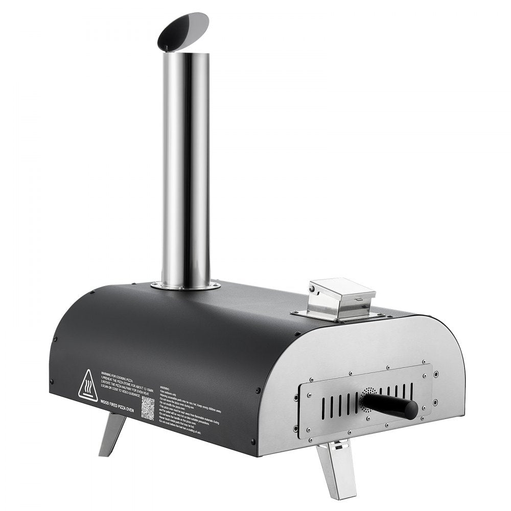 VEVOR Outdoor Pizza Oven, 12 Inch Wood Fired Pizza Ovens, Pellet Pizza-Stove with Thermometer, Portable Pizza-Maker for Outside Backyard Patio Camping, Pizza-Stone, Carry Bag, Shovel, Black