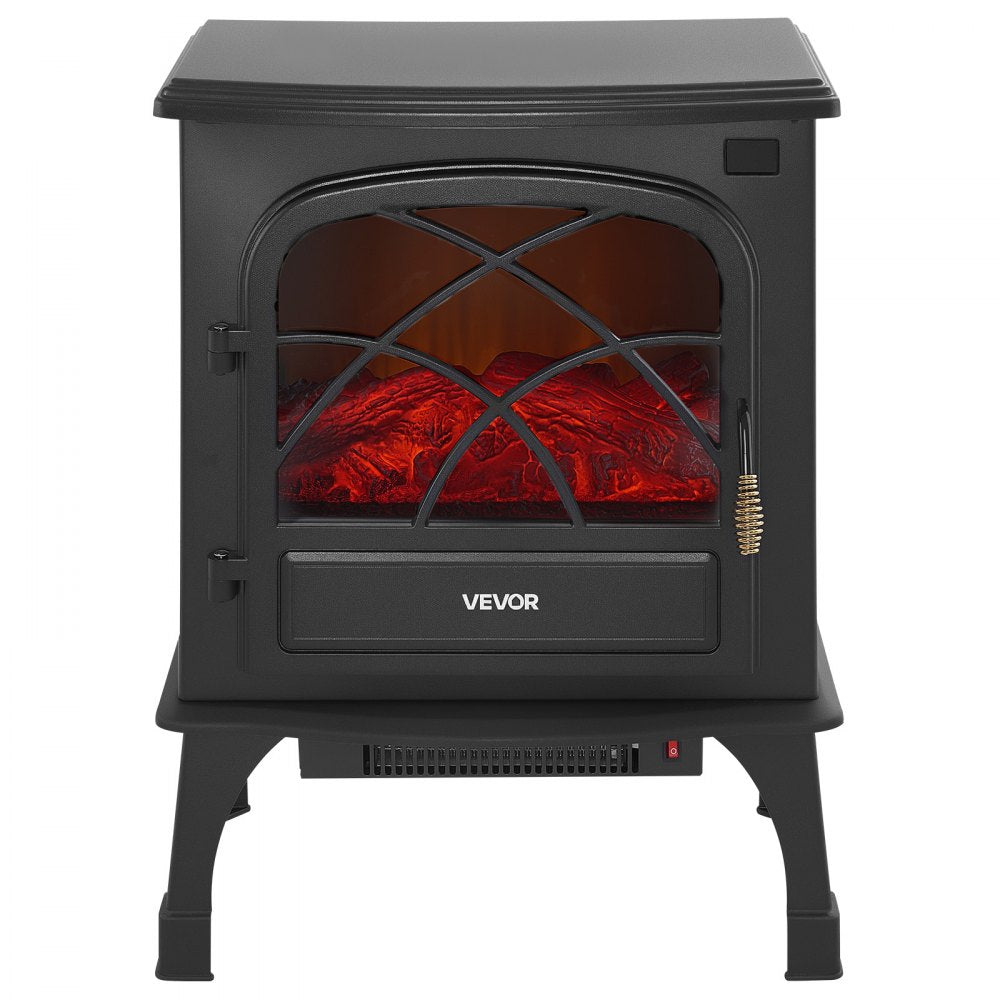 VEVOR 25.5inch Freestanding Fireplaces, 1500W 5120BTU Portable Electric Fireplace Stove Heater, with Overheating Protection,Adjustable Flames,Timer, Remote,for Living Room,Bedroom,Black