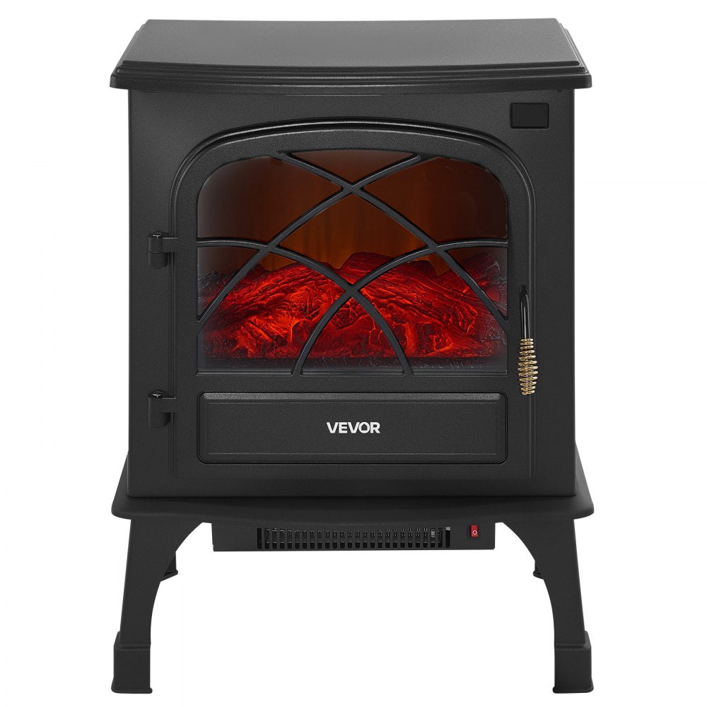 VEVOR 25.5inch Freestanding Fireplaces, 1500W 5120BTU Portable Electric Fireplace Stove Heater, with Overheating Protection,Adjustable Flames,Timer, Remote,for Living Room,Bedroom,Black