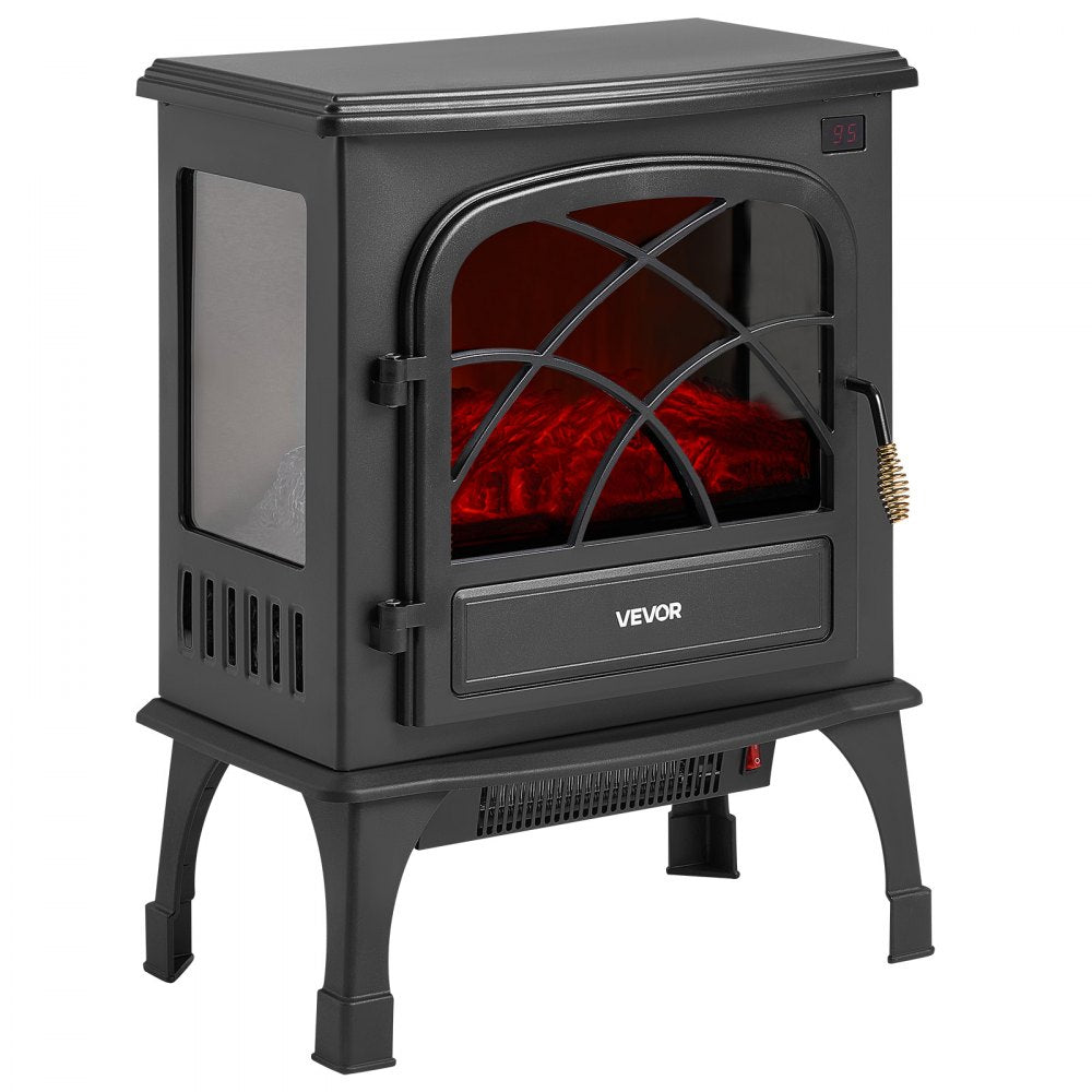 VEVOR 25.5inch Freestanding Fireplaces, 1500W 5120BTU Portable Electric Fireplace Stove Heater, with Overheating Protection,Adjustable Flames,Timer, Remote,for Living Room,Bedroom,Black