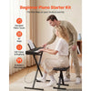 VEVOR Digital Piano 61 Keys Semi Weighted Keyboard Portable Stand Bench, for Beginners, 128 Tones, 128 Rhythms, Dual Power Supply Electronic Piano, with Pedal, Headphone Jack, USB/MIDI, Music Stand