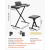 VEVOR Digital Piano 61 Keys Semi Weighted Keyboard Portable Stand Bench, for Beginners, 128 Tones, 128 Rhythms, Dual Power Supply Electronic Piano, with Pedal, Headphone Jack, USB/MIDI, Music Stand