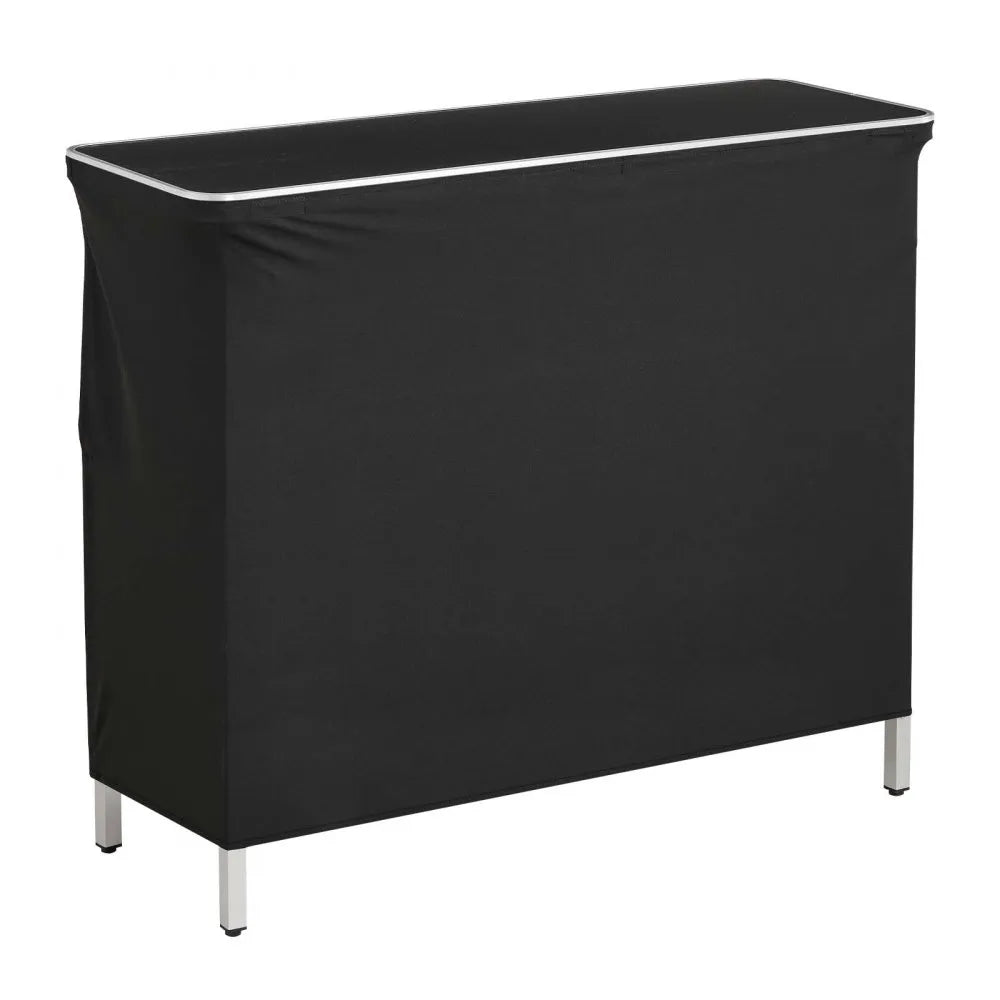 VEVOR Folding Portable Bar Table, 43.3 x 15.2 x 34.8 in, with Carry Bag, 2 Storage Shelves, and Detachable Skirt, Quick and Easy Setup, Foldable Mobile Bartending Station for Events, Party, Tradeshow
