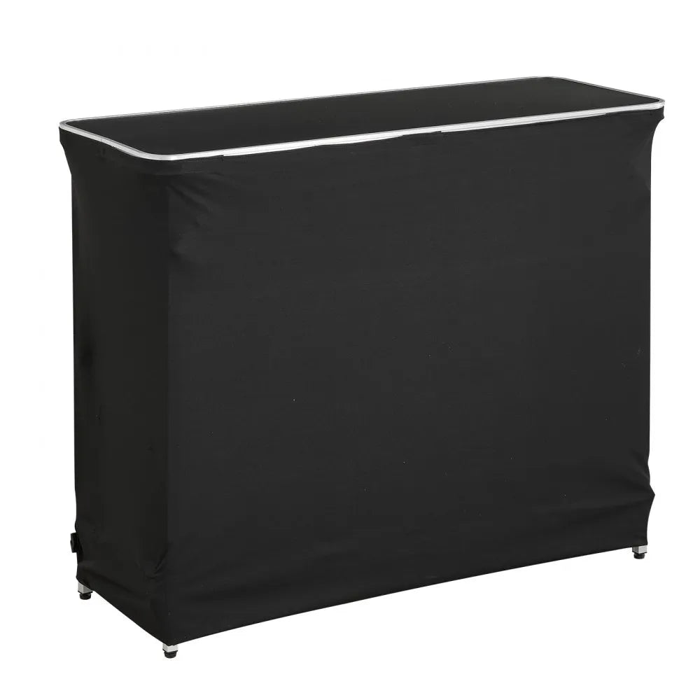 VEVOR Folding Portable Bar Table, 43.5 x 15.4 x 39.8 in, with Carry Bag, 2 Storage Shelves, and Detachable Skirt, Quick and Easy Setup, Foldable Mobile Bartending Station for Events, Party, Tradeshow