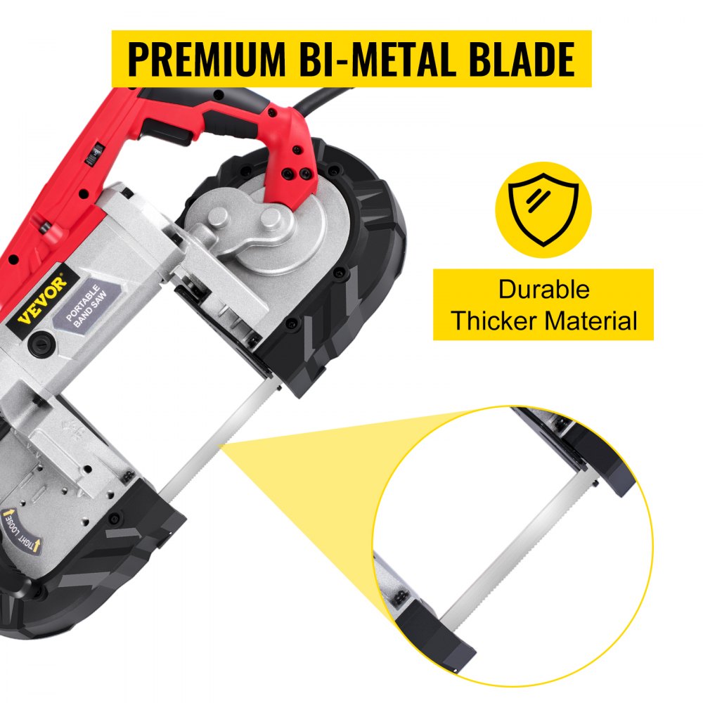 VEVOR Cordless Band Saw, 5-Inch Cut Capacity, Variable Speed, Handheld, 10A Motor, for Metal, Wood, Tubing, Pipes, Rebar, Plastic