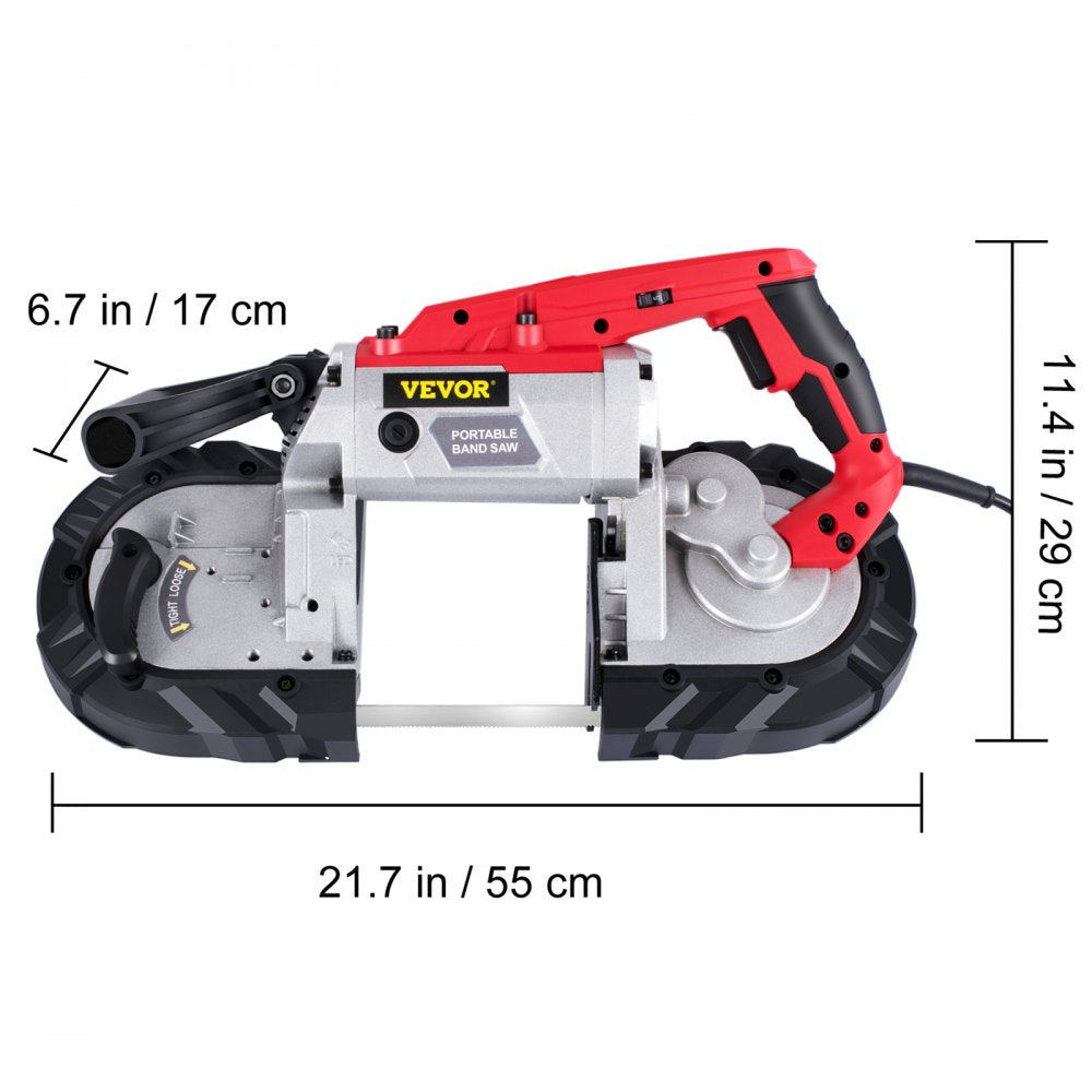 VEVOR Cordless Band Saw, 5-Inch Cut Capacity, Variable Speed, Handheld, 10A Motor, for Metal, Wood, Tubing, Pipes, Rebar, Plastic