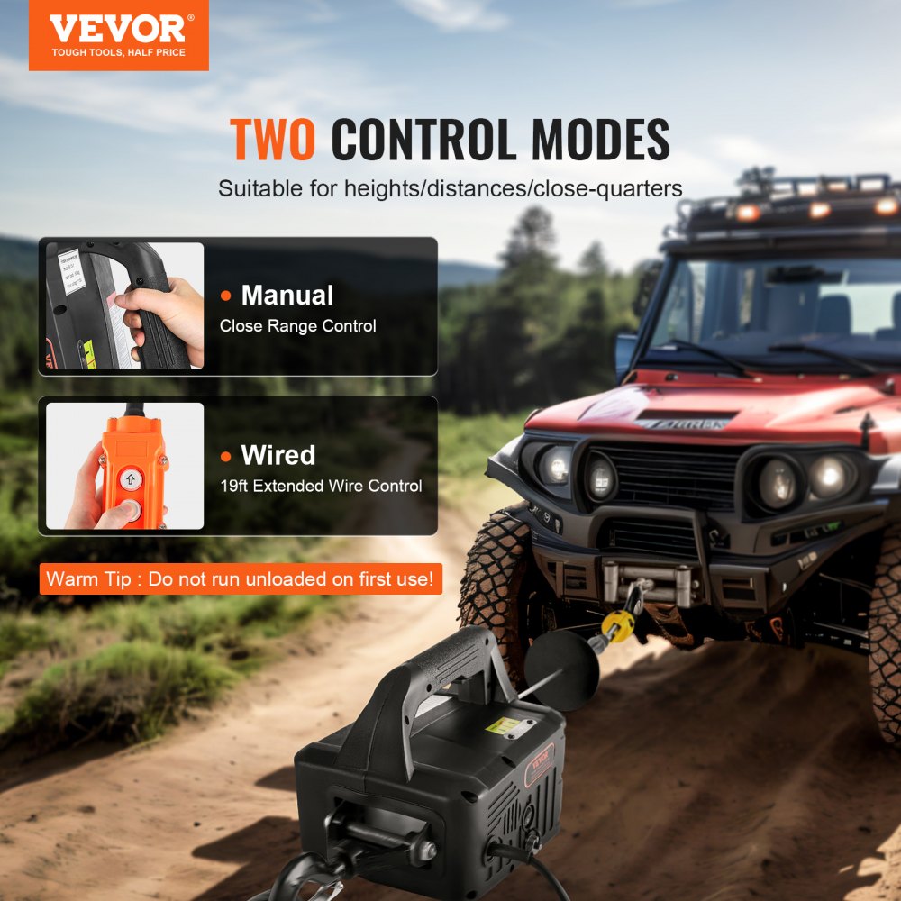 VEVOR 2-in-1 1100 lbs Electric Hoist Winch, 1500W Portable Power Winch Crane, 22.9 ft Lifting Height, 13 ft/min with Wired Remote Control, for Garage, Warehouse, Factory Lifting Towing