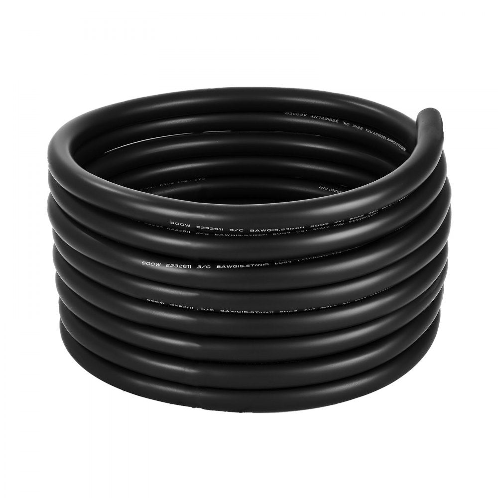 VEVOR 50 FT 6AWG Portable Power Cable (3 Conductor), Heavy Duty 600V SOOW Electrical Power Cable, Industrial Grade Electric Wire, Premium CPE Rubber Jacket, Copper Extension Cord for Welder Machine