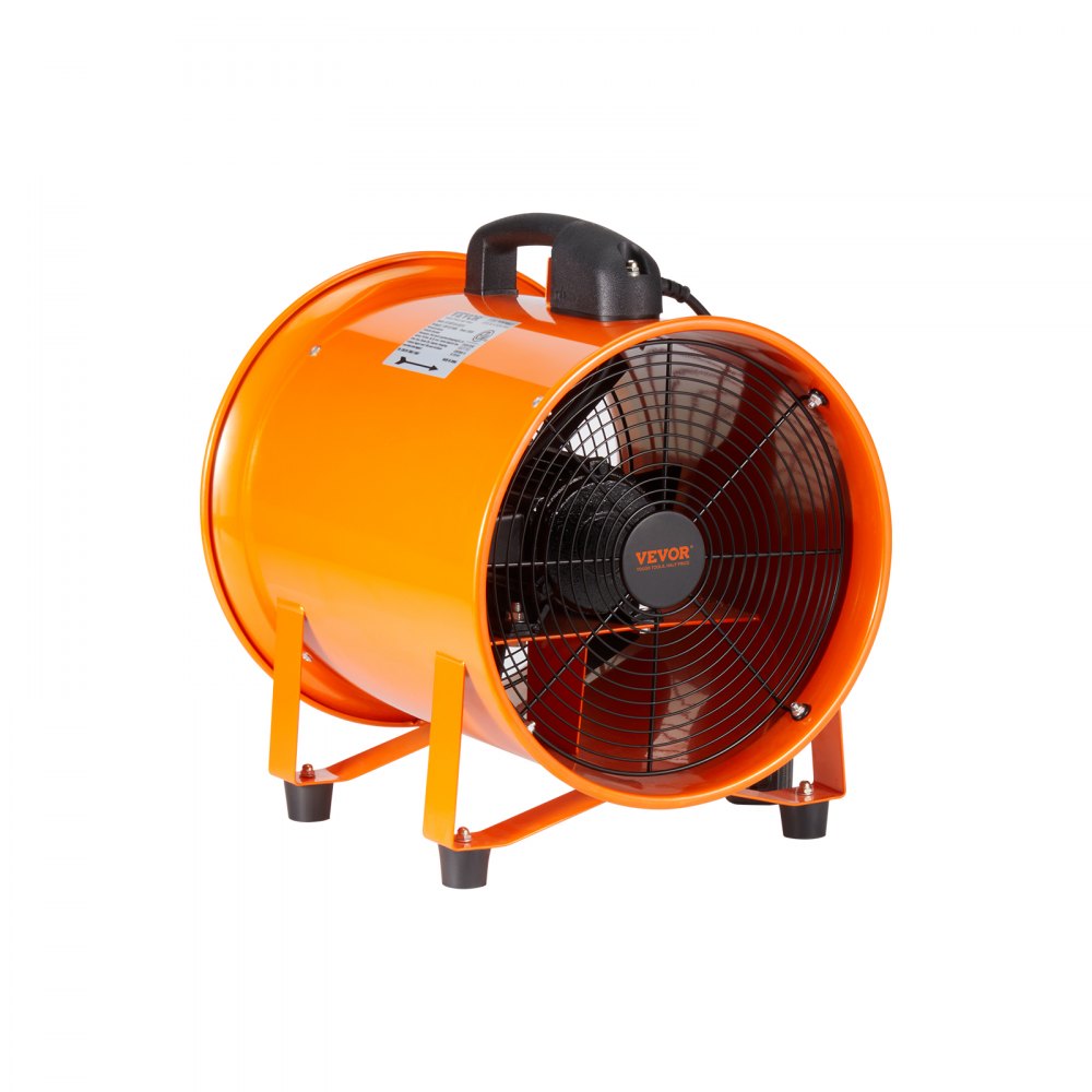 VEVOR Portable Ventilator, 12 inch Heavy Duty Cylinder Fan with 16.4ft Duct Hose, 585W Strong Shop Exhaust Blower 3198CFM, Industrial Utility Blower for Sucking Dust, Smoke, Smoke Home/Workplace