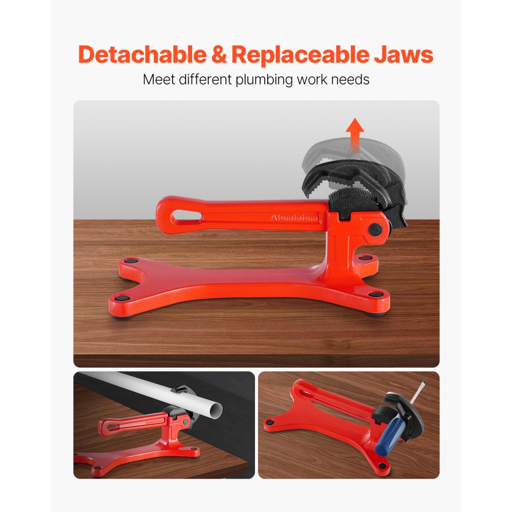 VEVOR Portable Pipe Vise, Lightweight Aluminum Pipe Vise with 1/8" to 1-1/2"  Clamping Capacity, Ideal for Onsite Plumbing Installation, Repair, and Maintenance