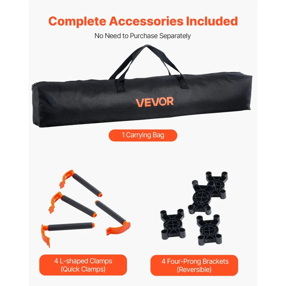 VEVOR Portable Folding Workstand, 4.15 x 2.18 ft Collapsible Workbench, 2500 lbs Weight Capacity, No Assembly Foldable Work Stand with Storage Bag, Table Top NOT Included, for Garage Workshop Outdoor