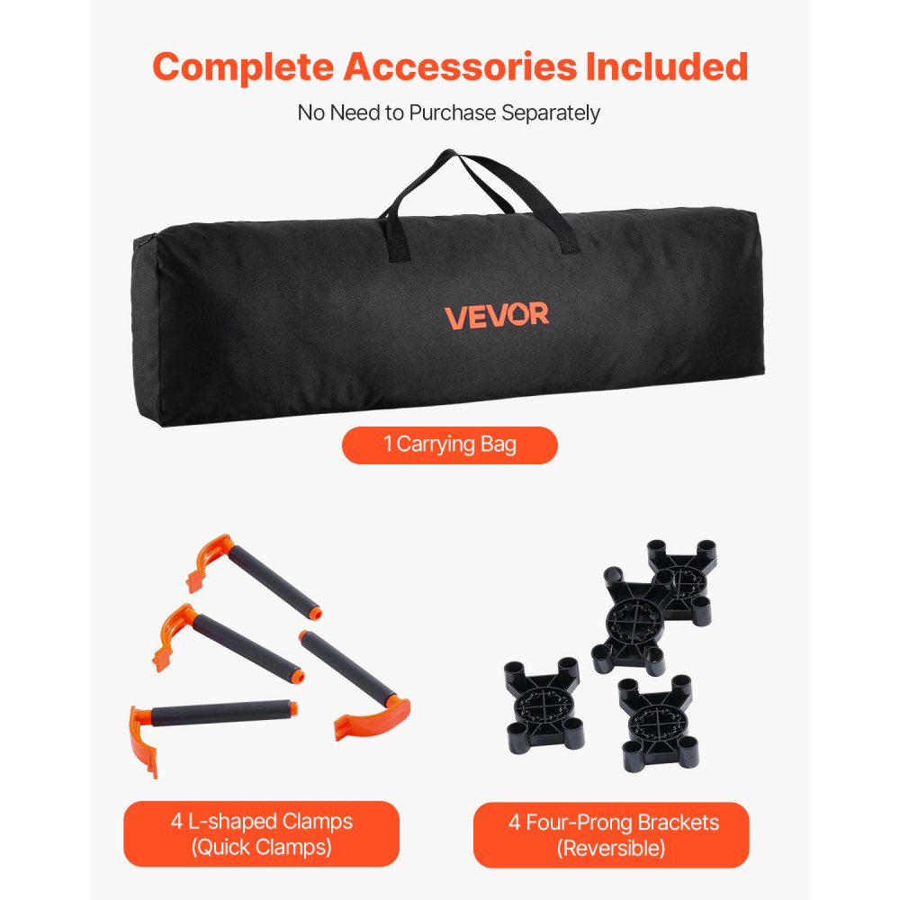 VEVOR Portable Folding Workstand, 8.05 x 4.13 ft Collapsible Workbench, 6000 lbs Weight Capacity, No Assembly Foldable Work Stand with Storage Bag, Table Top NOT Included, for Garage Workshop Outdoor