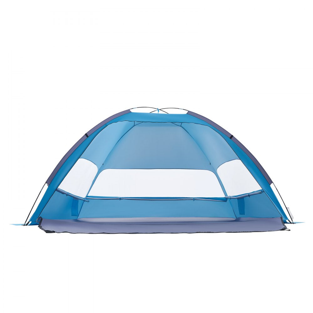 VEVOR Beach Tent Sun Shelter for 4 Person, UPF 50+ Protection, Portable Sun Shade Canopy with Carrying Bag & Sand Pockets, Lightweight and Easy Setup Beach Umbrella for Camping Fishing Outdoor Picnic