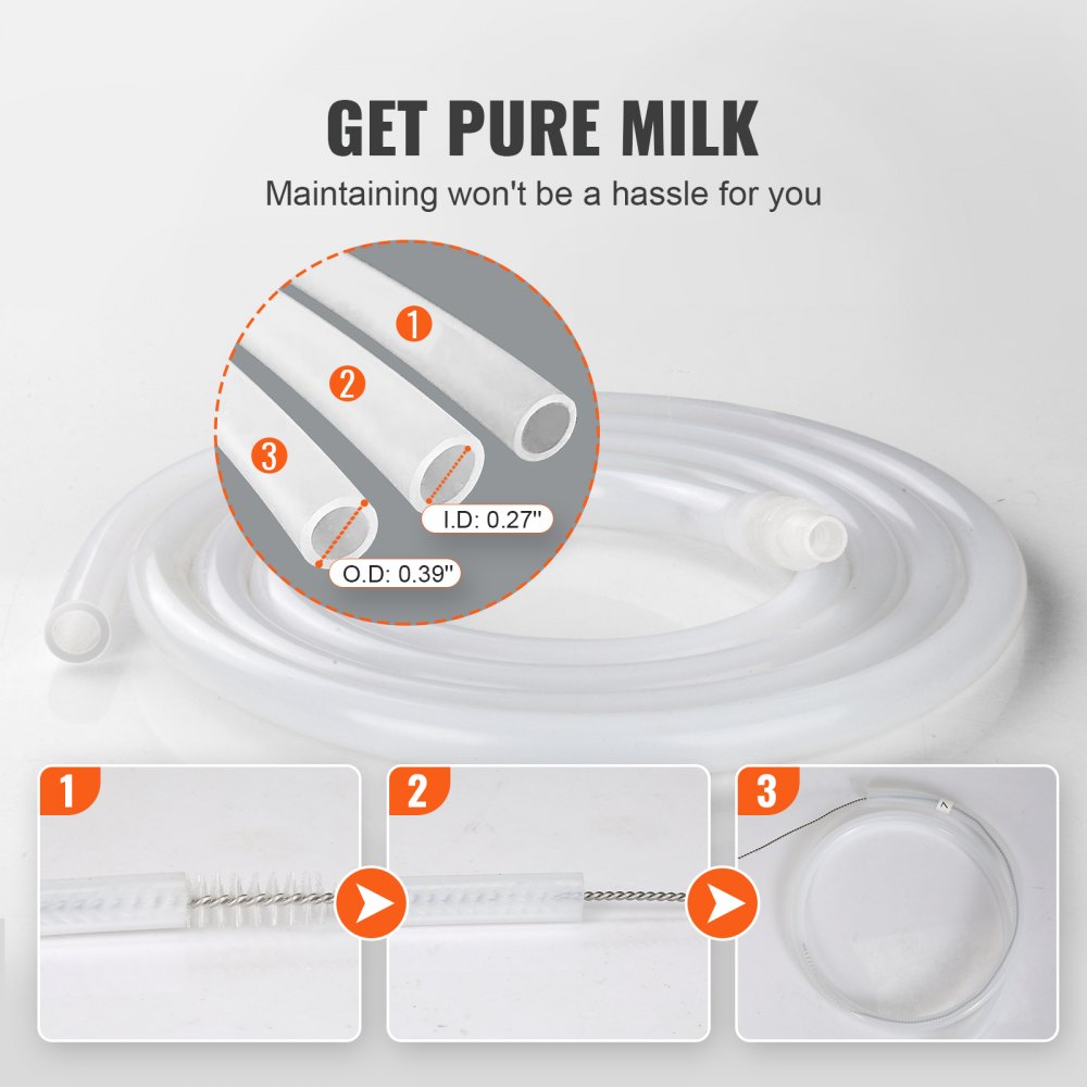 VEVOR Goat Milking Machine, 3 L 304 Stainless Steel Bucket, Electric Automatic Pulsation Vacuum Milker, Portable Milker with Food-grade Silicone Cups and Tubes, Suction for Sheep