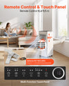 Remote control and LED touch panel control with airflow adjustment illustration