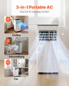 3-in-1 portable AC modes: cooling, dehumidifying, fan