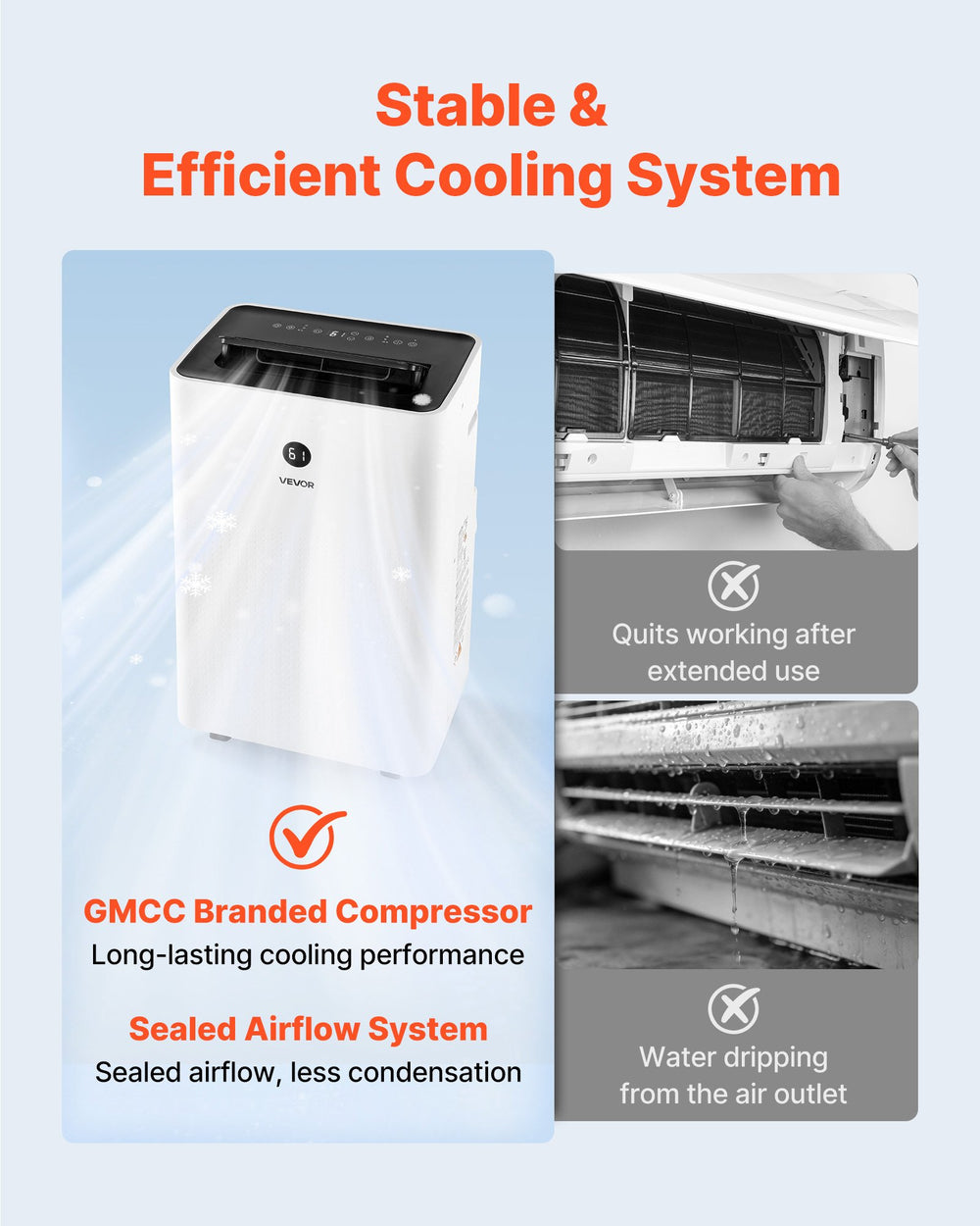 VEVOR stable and efficient cooling system with GMCC branded compressor
