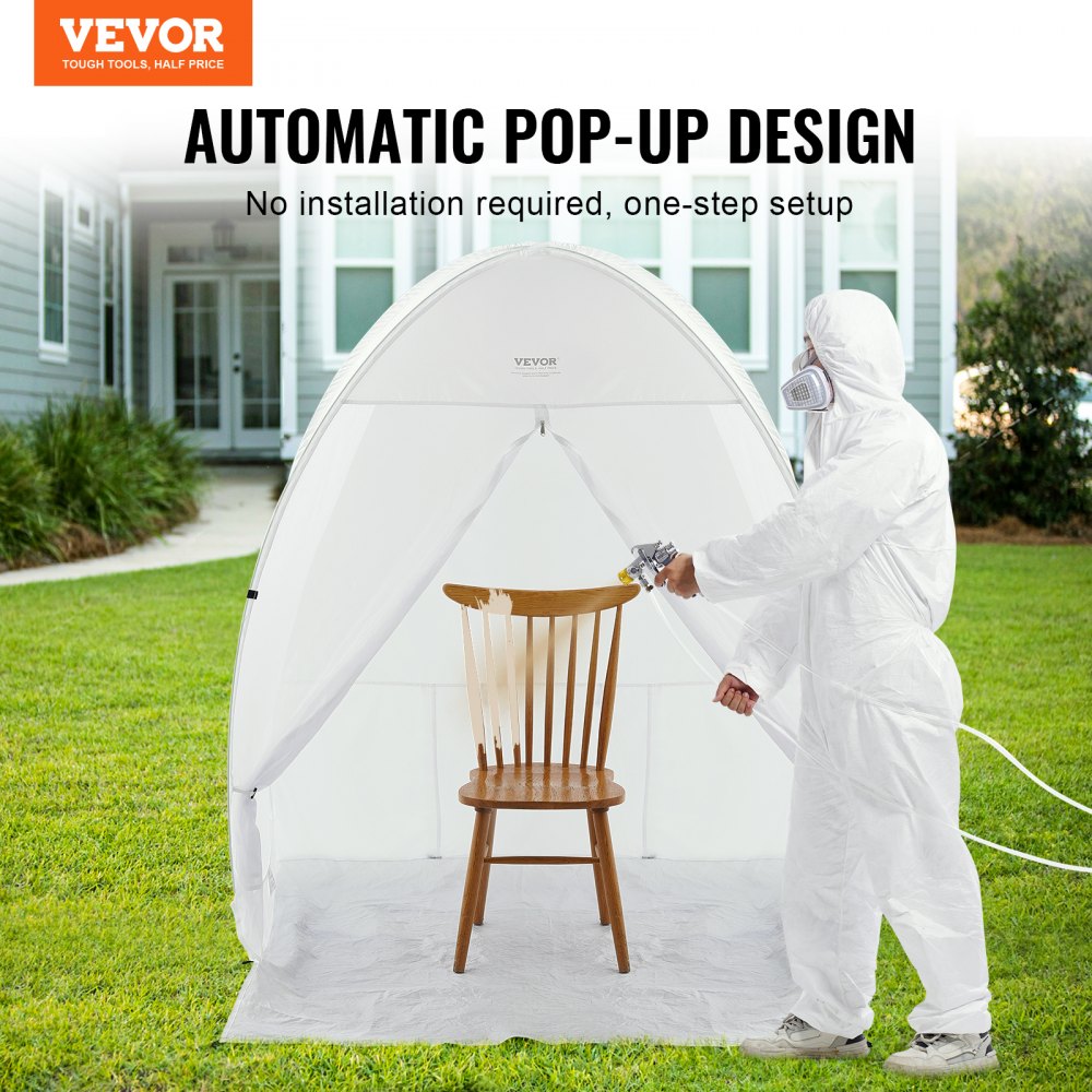 VEVOR Spray Paint Shelter, 60 x 60 x 70 in Pop-Up Portable Spray Paint Tent with Built-In Floor, Exhaust Window and Storage Bag, Foldable Paint Booth for Furniture, DIY Hobby Tool Painting Station