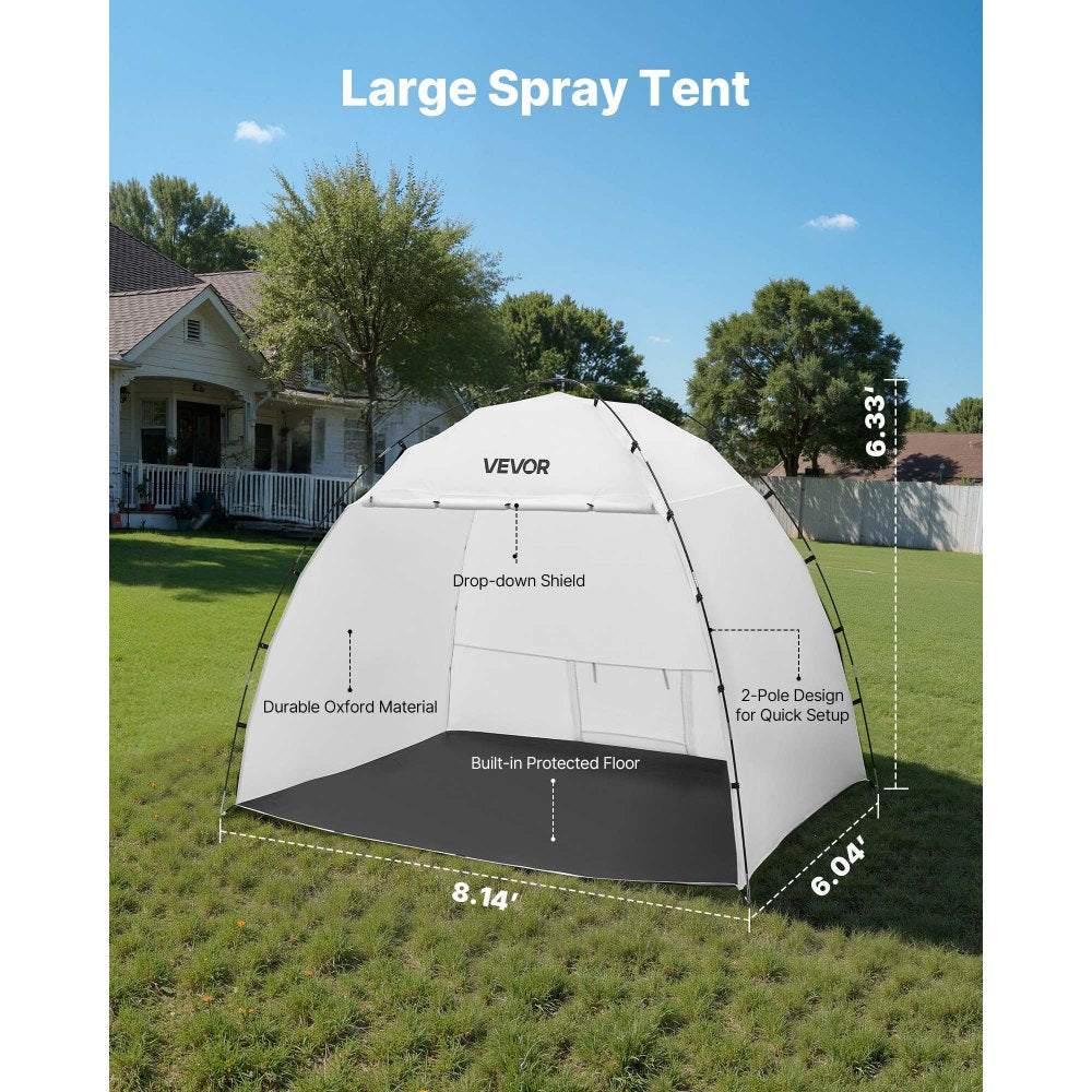 VEVOR Portable Paint Booth Tent, 91.7 x 67.7 x 74.8 inch Painting Tent Station, Spray Shelter with Built-in Floor & Mesh Screen, Large Space, Oxford Spray Painting Tents for Cupboard, Chairs, Tables