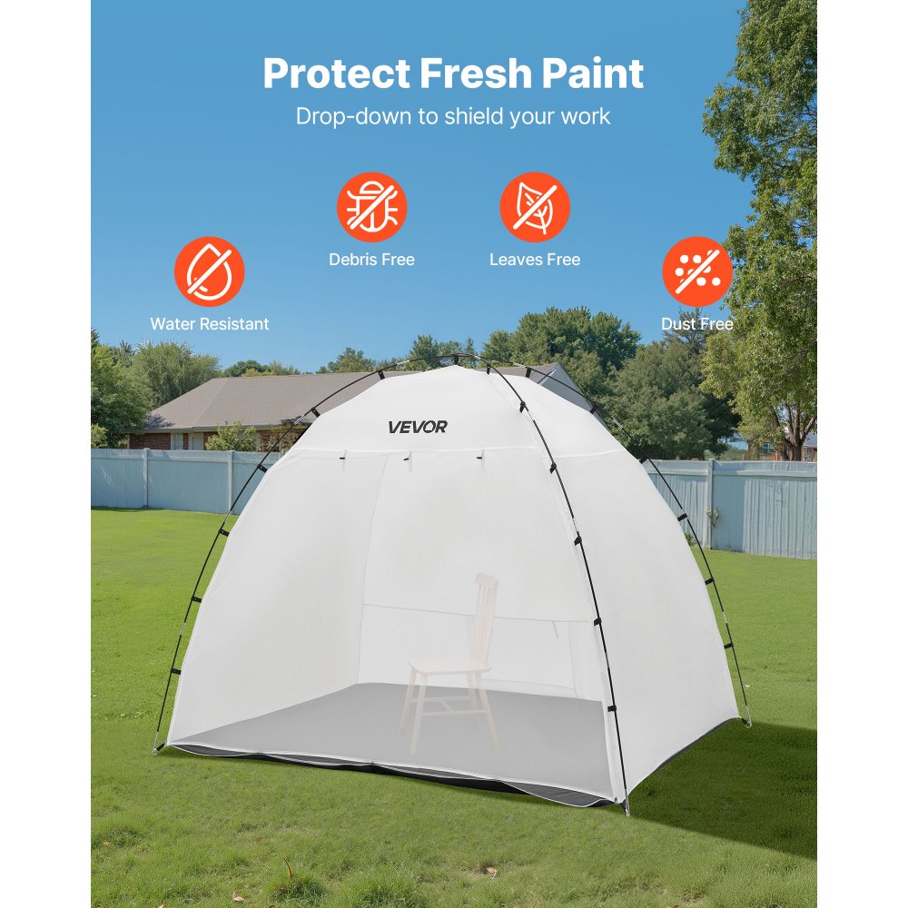 VEVOR Portable Paint Booth Tent, 91.7 x 67.7 x 74.8 inch Painting Tent Station, Spray Shelter with Built-in Floor & Mesh Screen, Large Space, Oxford Spray Painting Tents for Cupboard, Chairs, Tables