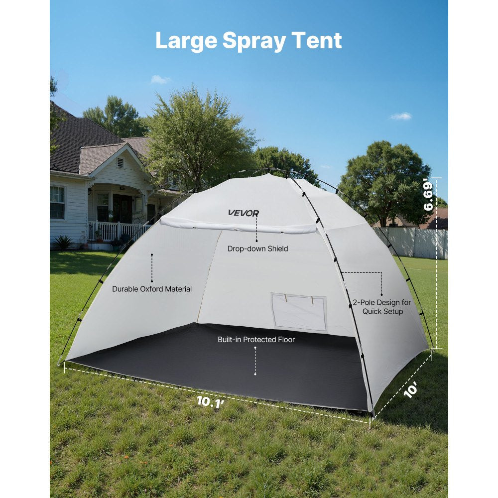 VEVOR Portable Paint Booth Tent, 116.14 x 114.96 x 79.53 inch Painting Tent Station, Spray Shelter with Built-in Floor & Mesh Screen, Large Space, Oxford Spray Painting Tents for Cupboard, Chairs