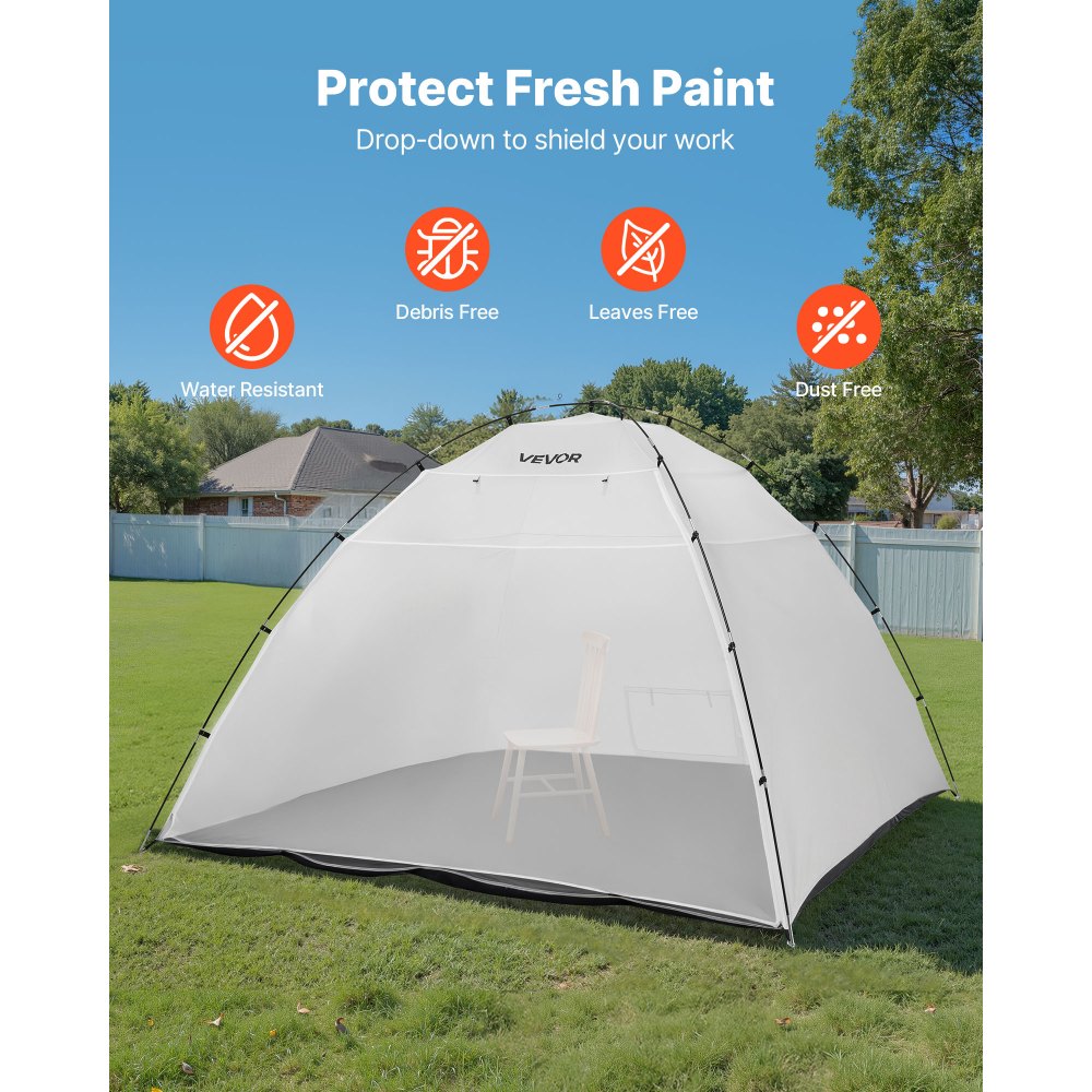 VEVOR Portable Paint Booth Tent, 116.14 x 114.96 x 79.53 inch Painting Tent Station, Spray Shelter with Built-in Floor & Mesh Screen, Large Space, Oxford Spray Painting Tents for Cupboard, Chairs