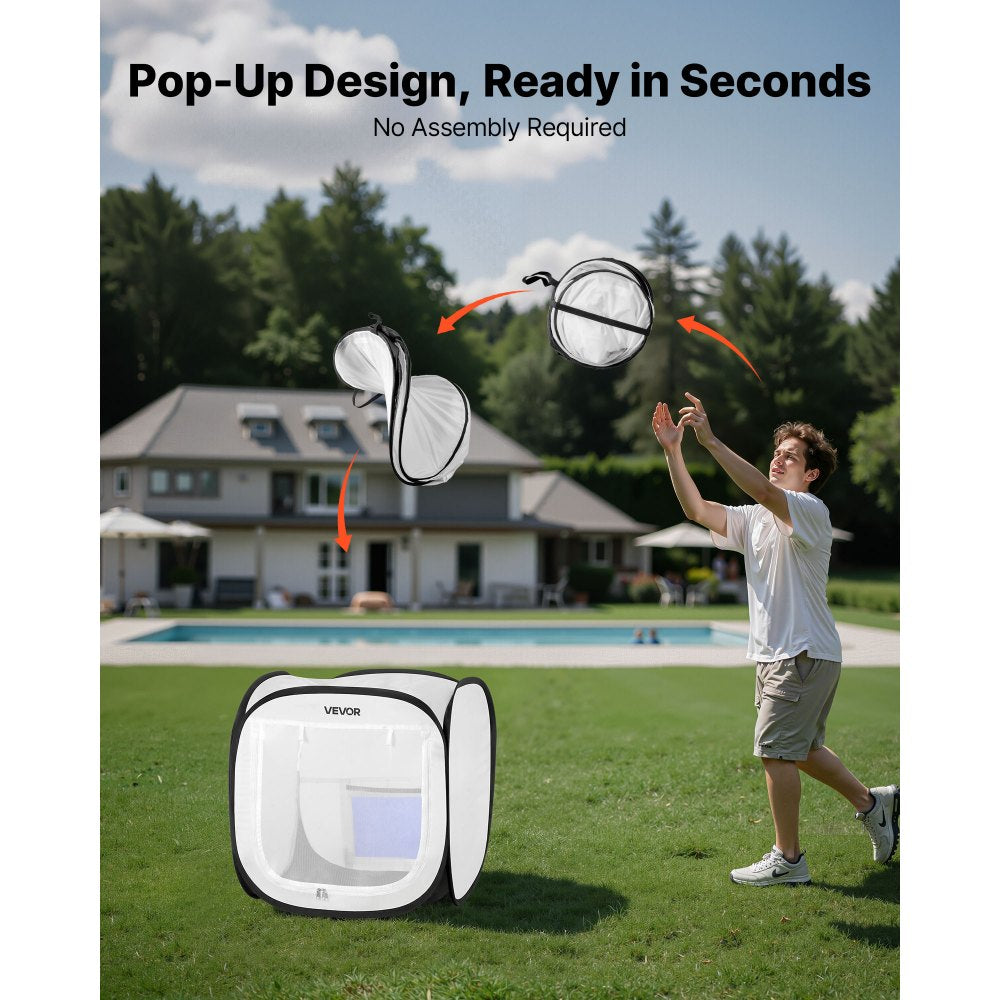 VEVOR Portable Paint Booth Tent, 15.94 x 15.94 x 16.9 inch Pop-Up Portable Spray Paint Tent with Mesh Door, Spray Painting Tents for Small Models, Sculptures, Vases, Photo Frames, Pop-Up Design