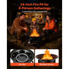 VEVOR Propane Fire Pit 24-Inch, 53,000 BTU Portable Gas Fire Pit, with Grill Grate & Lava Rocks, Adjustable Flame, Folding Legs,Smokeless Outdoor Firebowl for Camping, Patio, Backyard, Deck, RV, Black