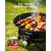 VEVOR Propane Fire Pit 24-Inch, 53,000 BTU Portable Gas Fire Pit, with Grill Grate & Lava Rocks, Adjustable Flame, Folding Legs,Smokeless Outdoor Firebowl for Camping, Patio, Backyard, Deck, RV, Black