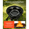 VEVOR Propane Fire Pit 24-Inch, 53,000 BTU Portable Gas Fire Pit, with Grill Grate & Lava Rocks, Adjustable Flame, Folding Legs,Smokeless Outdoor Firebowl for Camping, Patio, Backyard, Deck, RV, Black