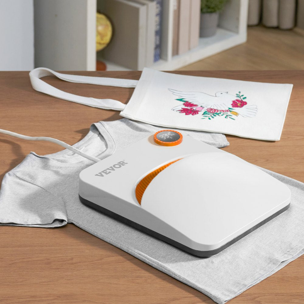 VEVOR Heat Press Machine,10x12inches Portable Shirt Printing Multifunctional Sublimation Transfer Heat Press Machine PTFE Coated, Easy Iron-on Press for T-shirts/Bags/HTV/Pillows Vinyl Projects
