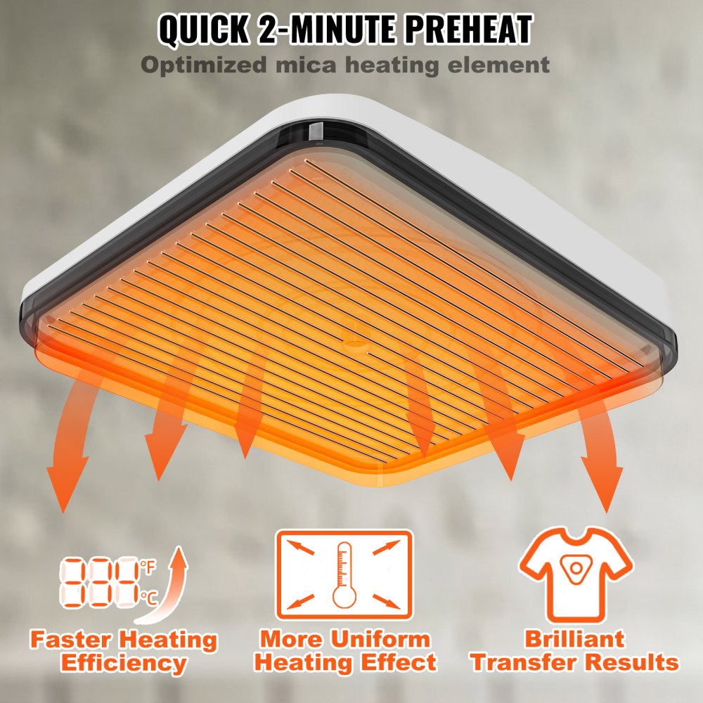 VEVOR Heat Press Machine,9x9inches Portable Shirt Printing Multifunctional Sublimation Transfer Heat Press Machine PTFE Coated, Easy Iron-on Press for T-shirts/Bags/Pillows/HTV Vinyl Projects