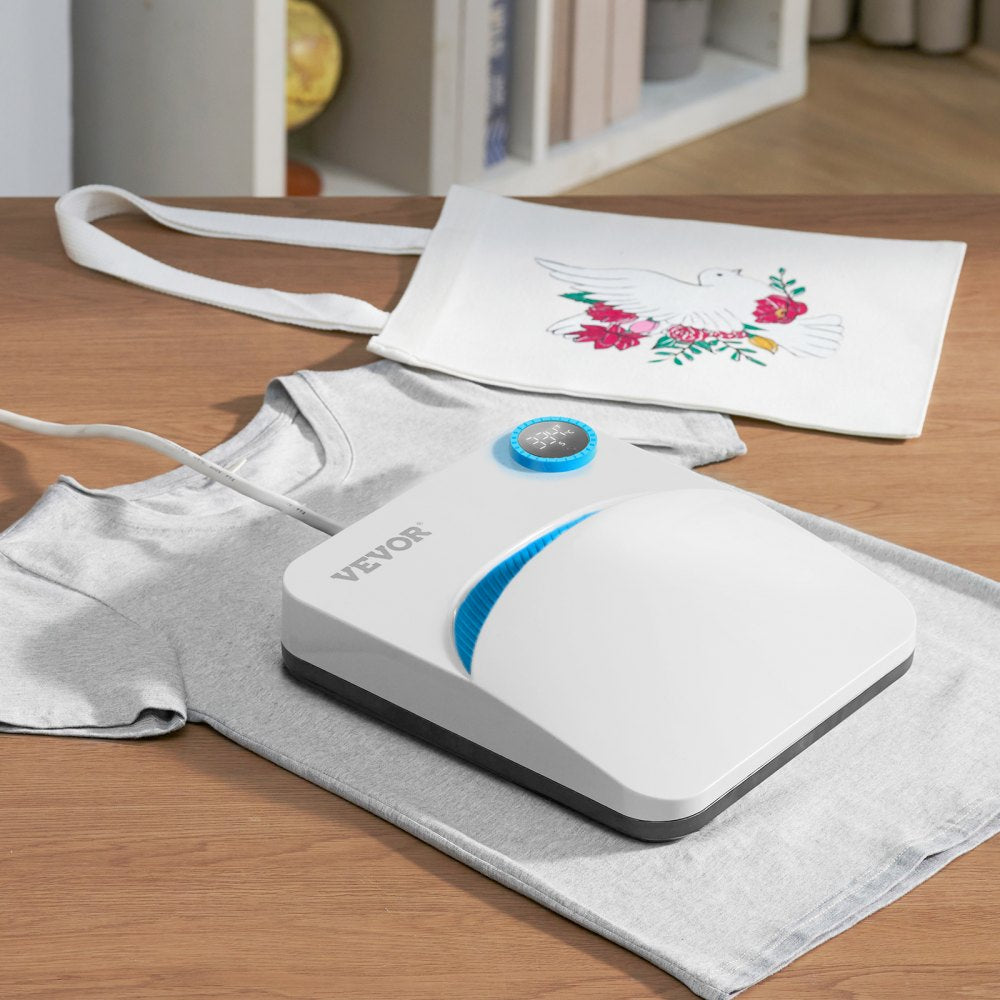 VEVOR Heat Press Machine,9x9inches Portable Shirt Printing Multifunctional Sublimation Transfer Heat Press Machine PTFE Coated, Easy Iron-on Press for T-shirts/Bags/Pillows/HTV Vinyl Projects