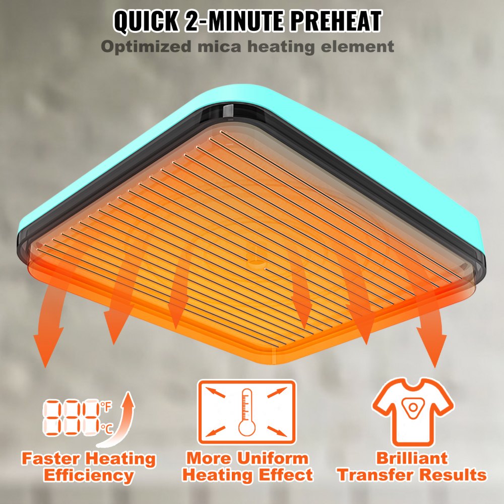 VEVOR Heat Press Machine,9x9inches Portable Shirt Printing Multifunctional Sublimation Transfer Heat Press Machine PTFE Coated, Easy Iron-on Press for T-shirts/Bags/Pillows/HTV Vinyl Projects