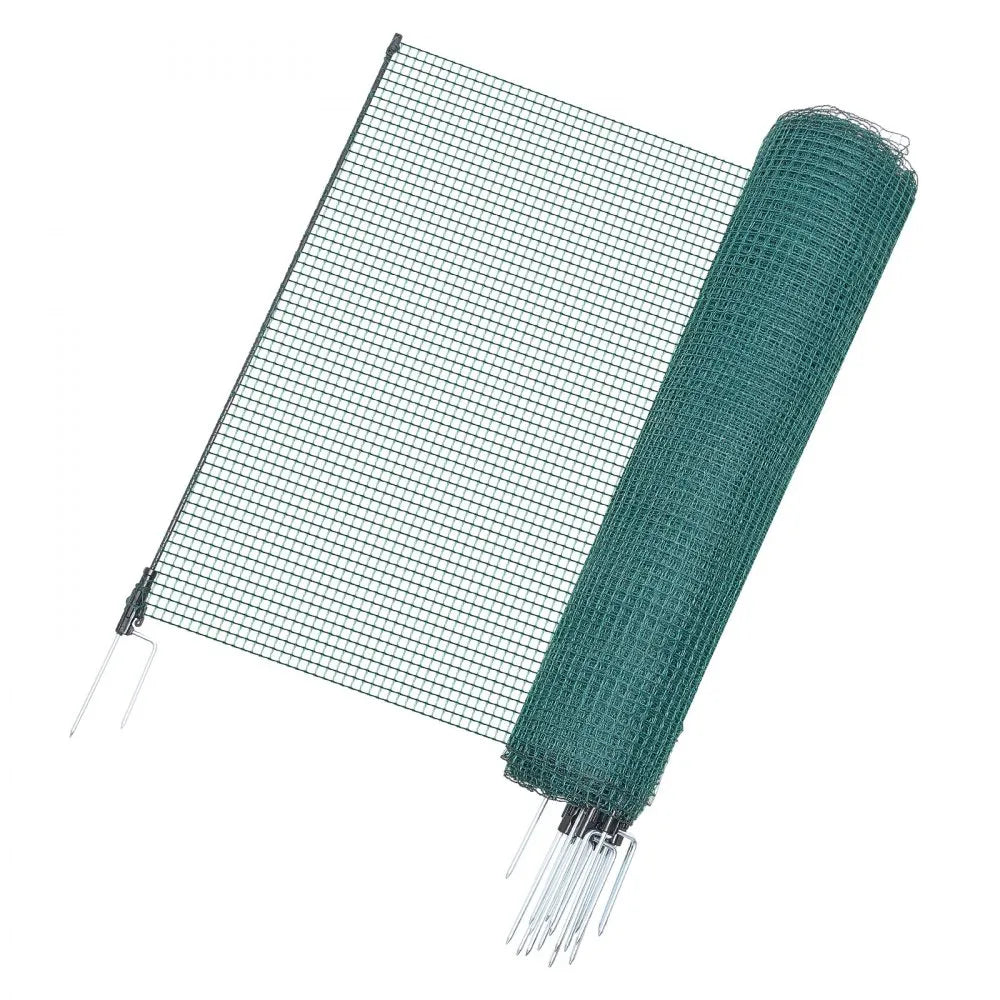 VEVOR Temporary Fence with Posts, 3 x 98.4 FT Plastic Mesh Fencing, Garden Safety Fences Netting with Double-Spike Stakes & Guy Ropes, Temporary Fence for Dogs, Chickens, Plants, Outdoor Yards