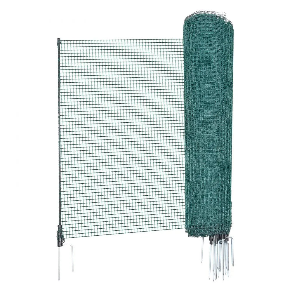 VEVOR Temporary Fence with Posts, 3.9 x 98.4 FT Plastic Mesh Fencing, Garden Safety Fences Netting with Double-Spike Stakes & Guy Ropes, Temporary Fence for Dogs, Chickens, Plants, Outdoor Yards